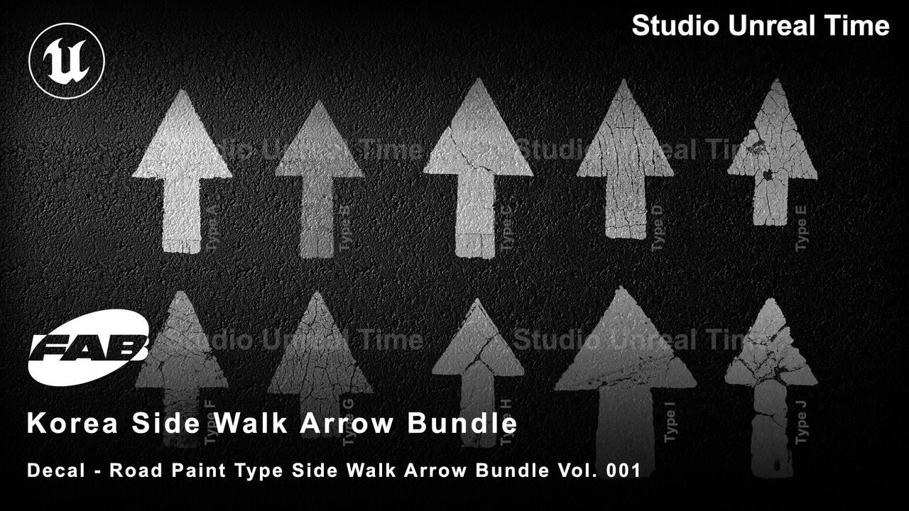 Media 1 for listing Korea Road Paint Decal Side Walk Arrow Bundle 001