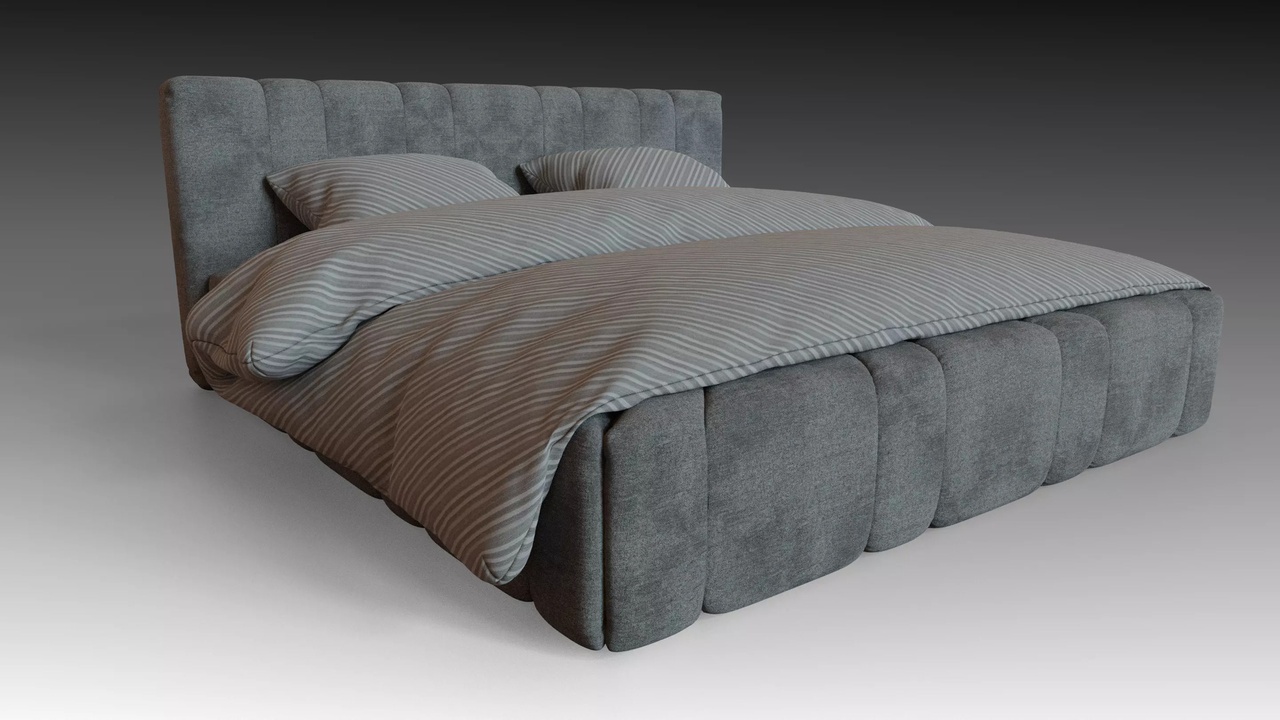 Media 1 for listing Modern Fabric Bed - High-Poly Realistic Architectural Visualization Prop