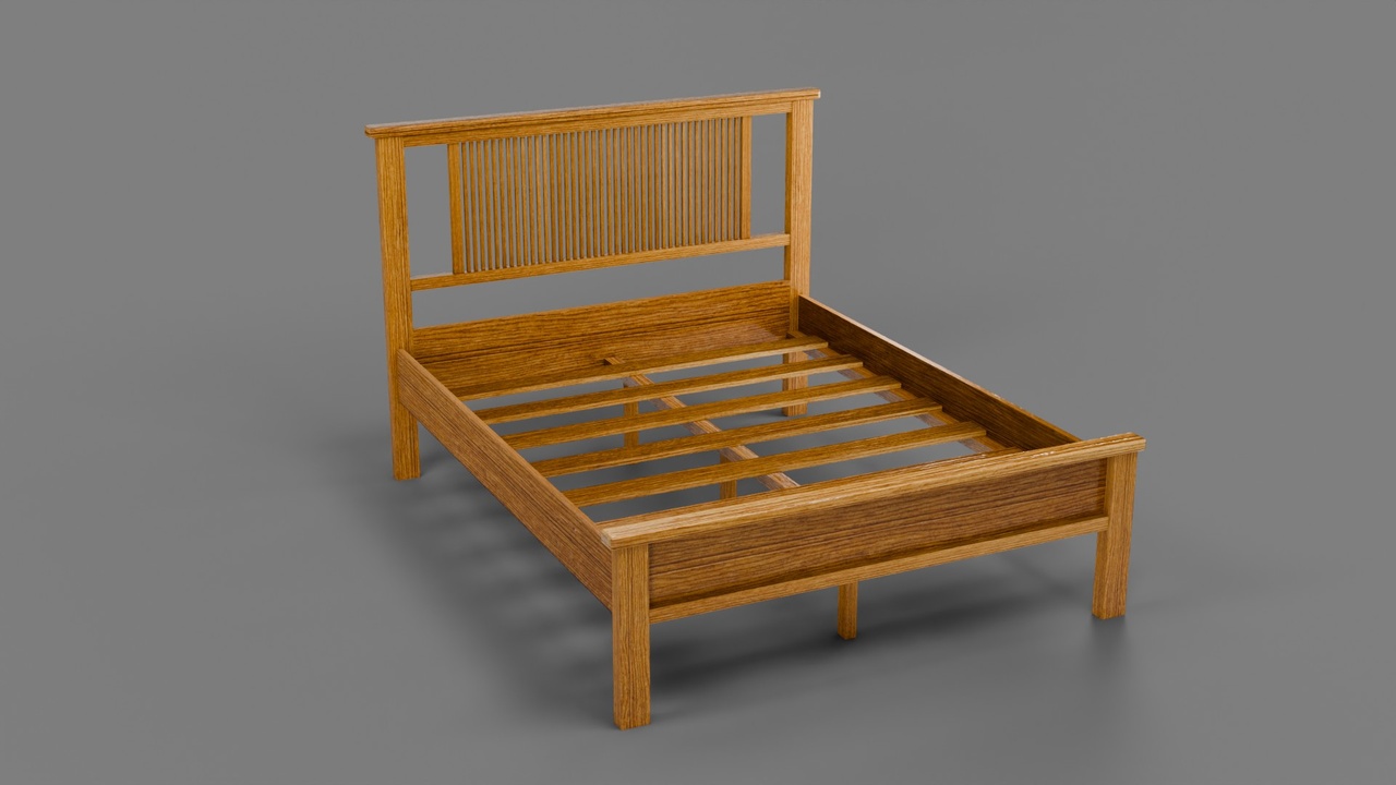 Media 1 for listing Stylized Slatted Wooden Bed Frame