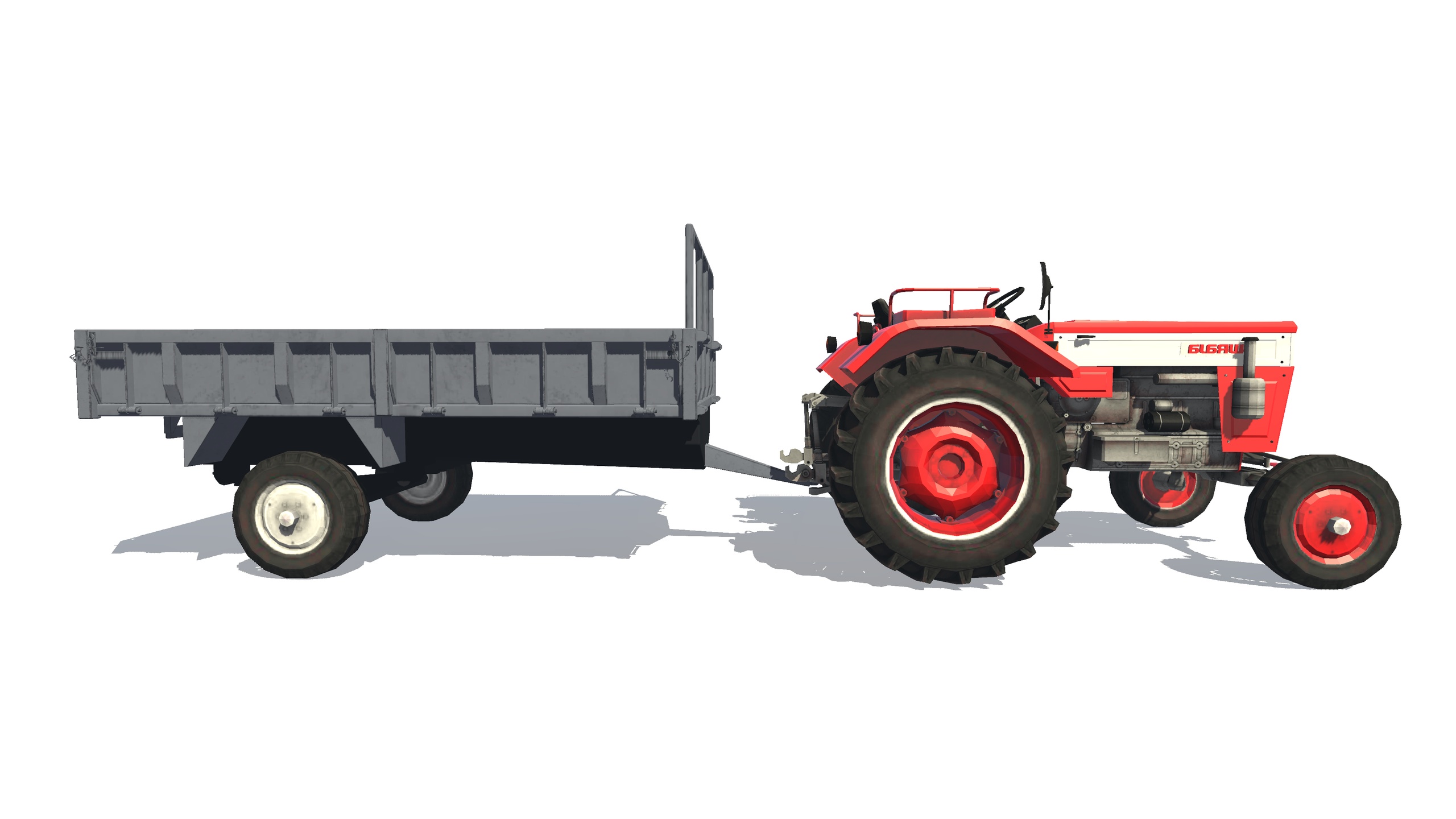 Media 1 for listing Farm Tractor with Trailer – Agricultural Vehicle 3D Model | Game Ready