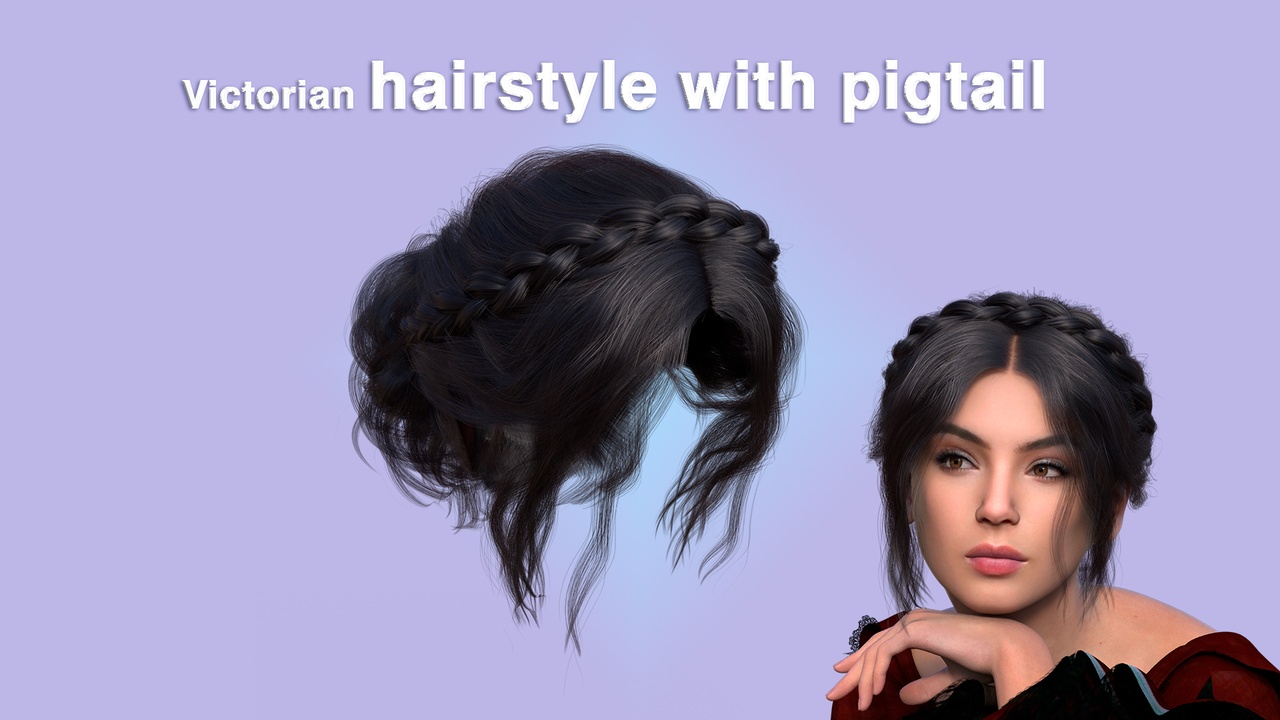 Media 1 for listing Hair Victorian hairstyle with pigtail