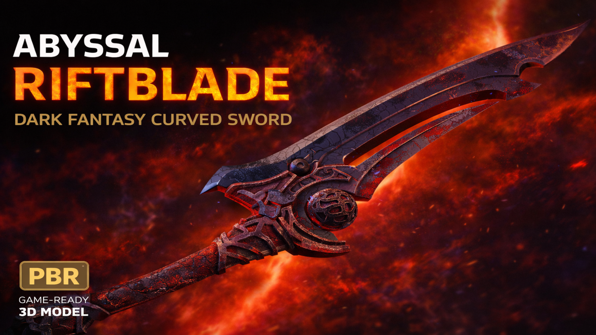 Abyssal Riftblade – Dark Fantasy Curved Sword (Game-Ready Weapon) | Fab