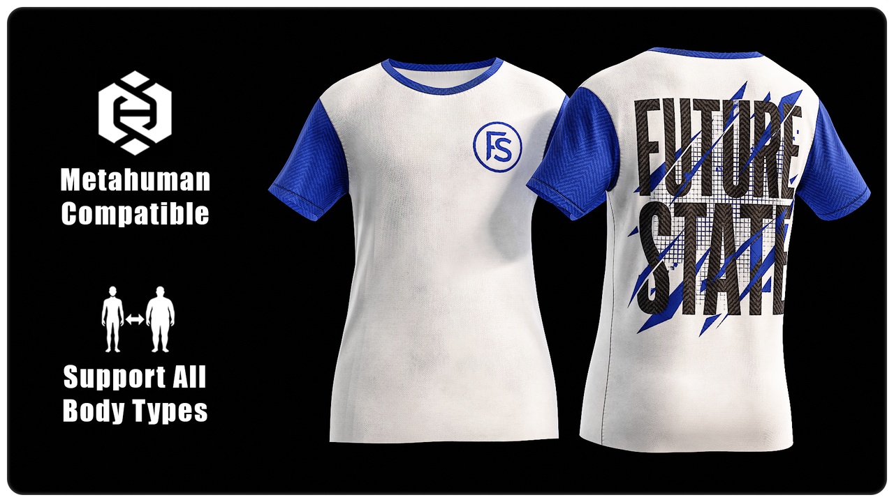 Media 1 for listing T-Shirt 004: Future State Futuristic - MetaHuman Wardrobe Item