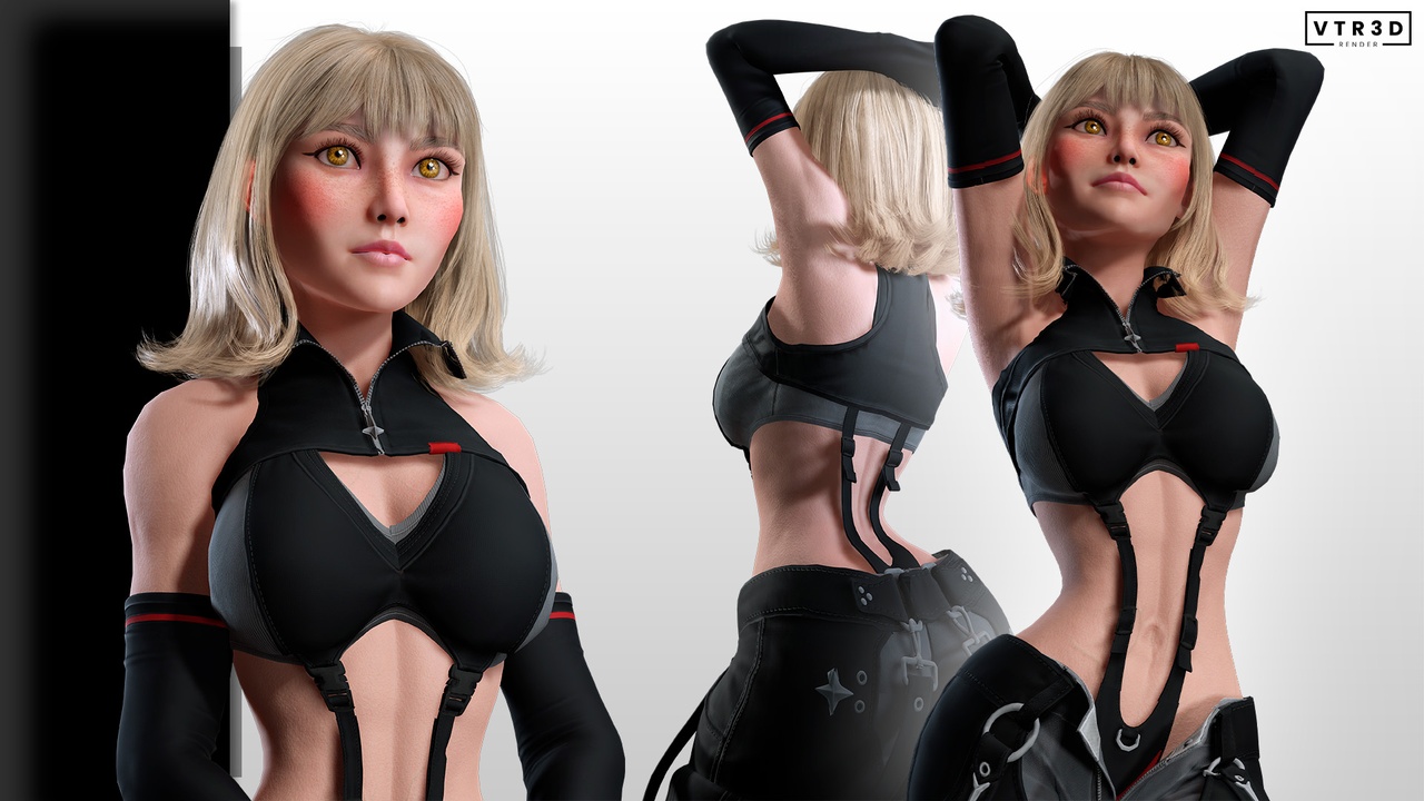 Media 1 for listing Stylized Cyberpunk Female Character Rigged Game-Ready