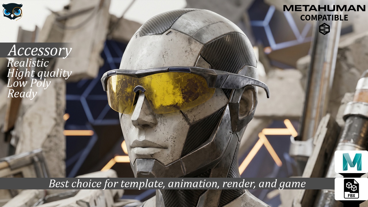 Media 1 for listing Tactical Operative Sunglasses  Weathered Sci-Fi Eyewear