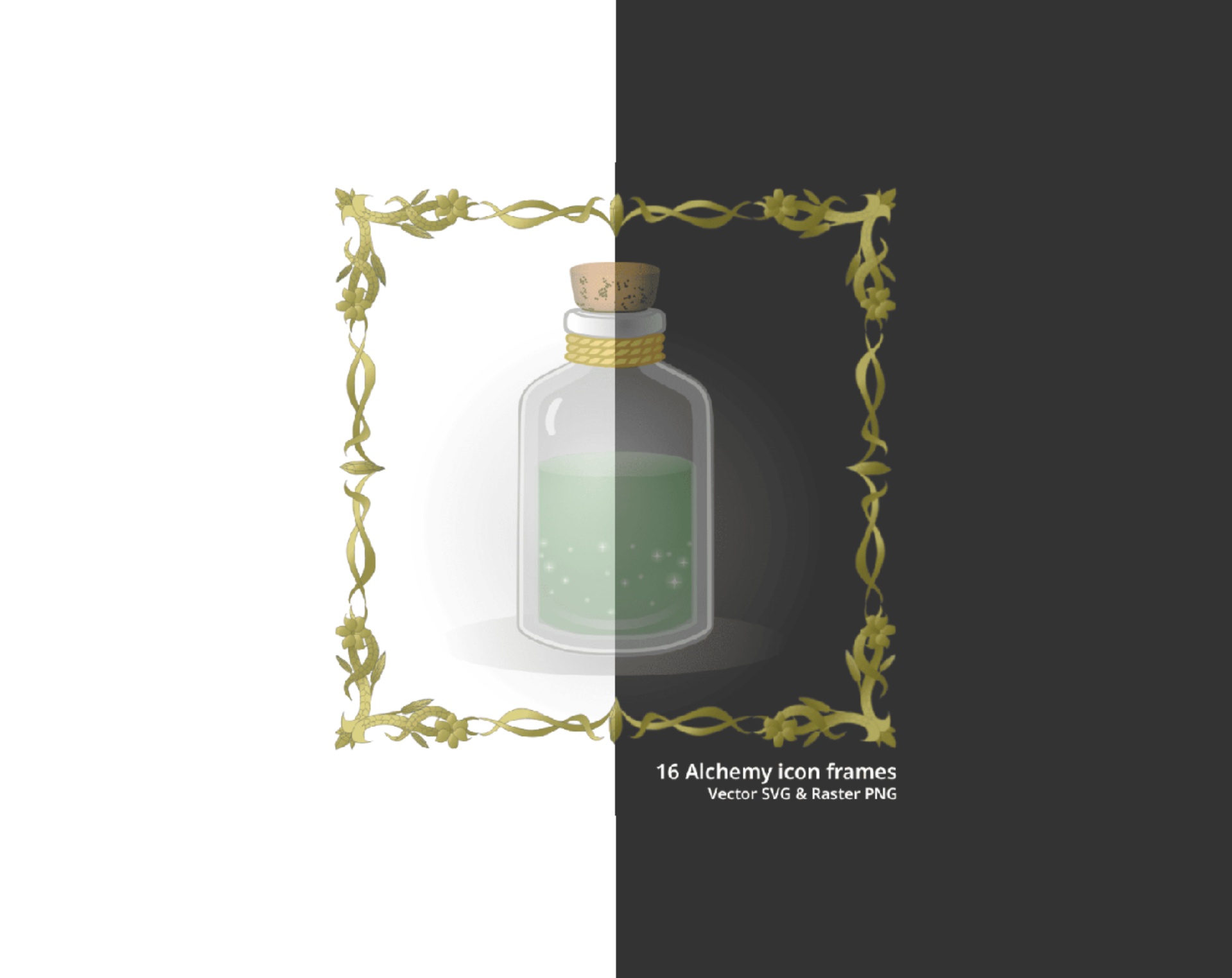 Media 1 for listing 16 Antique & Alchemy Frames - Fantasy UI Icon Frames Mega Pack