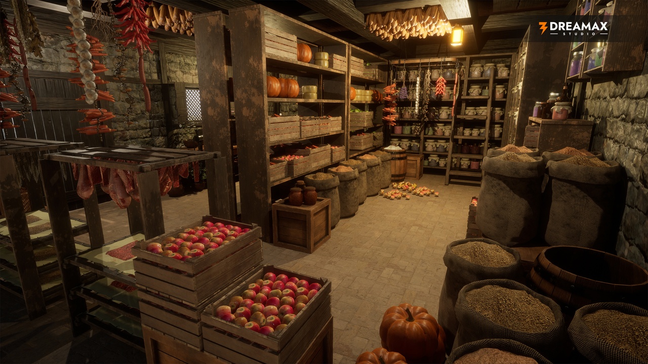 Media 1 for listing Medieval Root Cellar & Food Storage | Pantry Props Pack