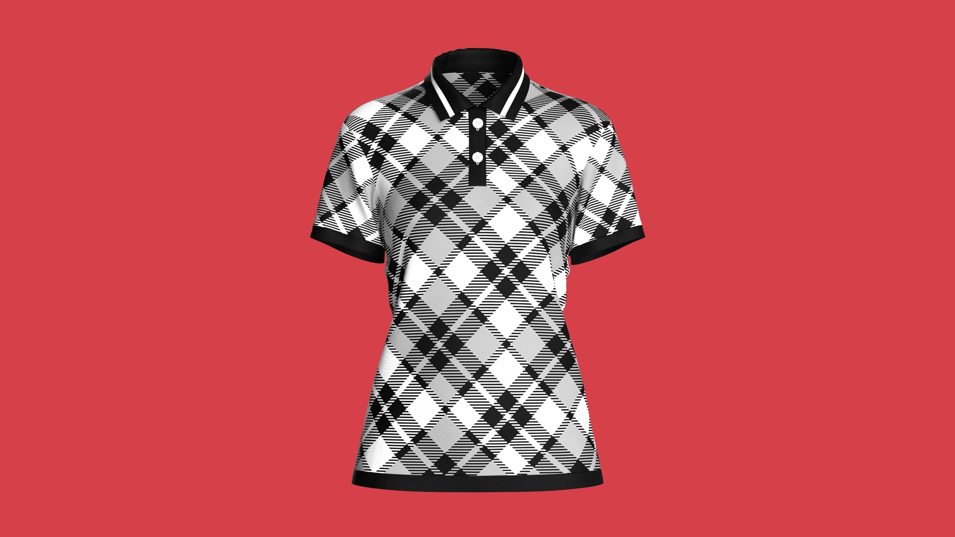 Media 1 for listing Ladies Black Striped Polo | High Poly