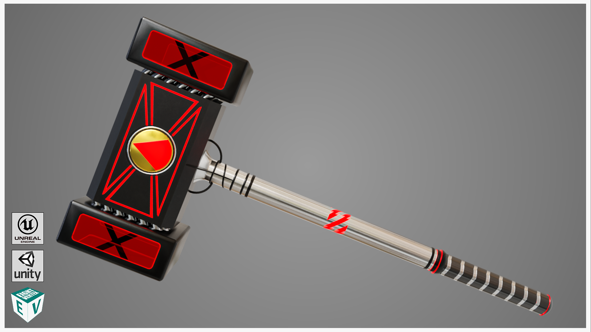 Scifi Battle Hammer 01 All PBR Unity UE V-Ray Textures Included | Fab