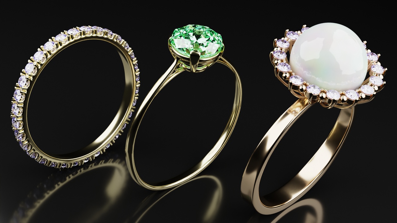 Pack of 3 Jewelry Rings 3D 제품 등록을 위한 미디어 1개