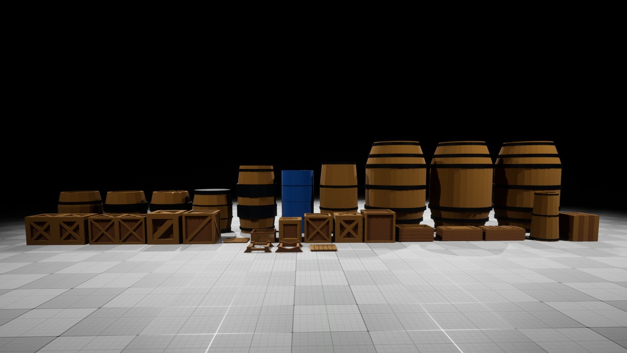 Media 1 for listing Low poly Barrels & Crates