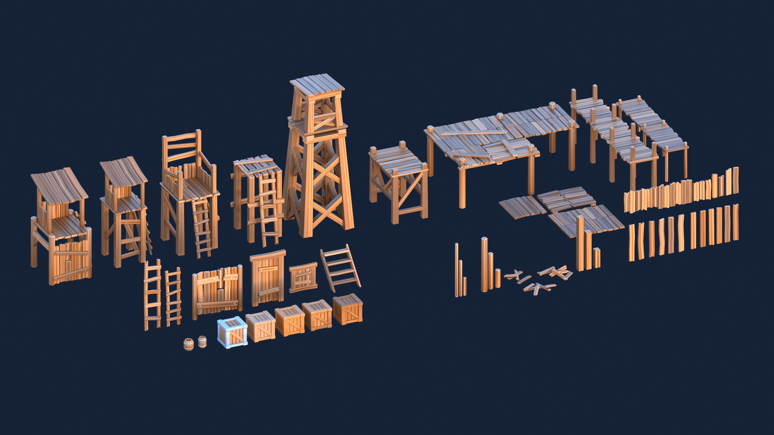 Media 1 for listing Stylized Wooden Structures Pack