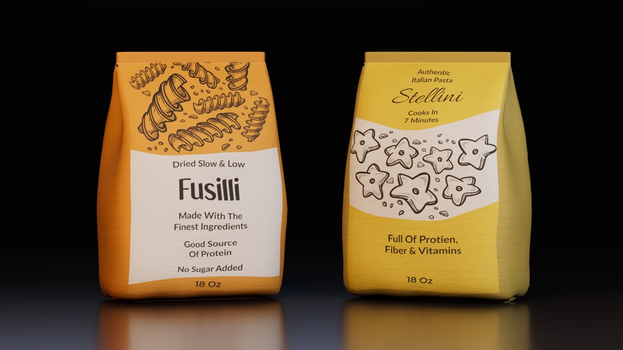 Media 1 for listing Realistic Pasta Packaging Bag