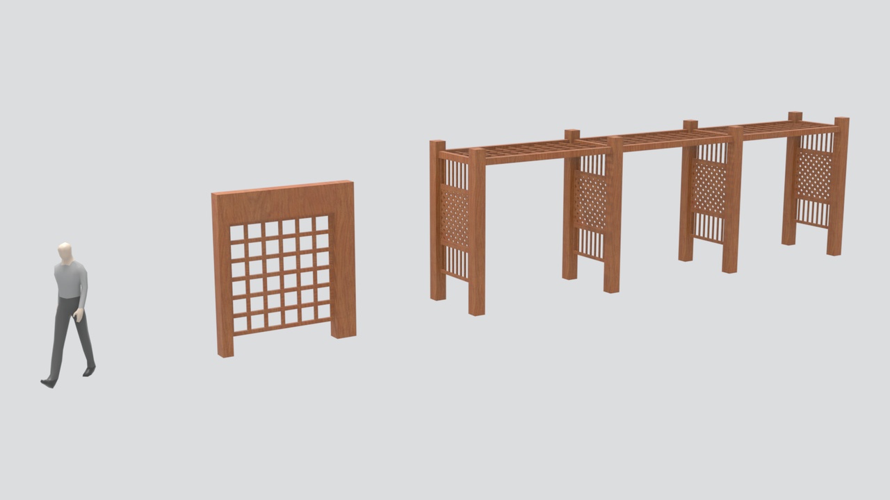 Media 1 for listing Chinese Wooden Garden Corridor Trellis Walkway 3D Model