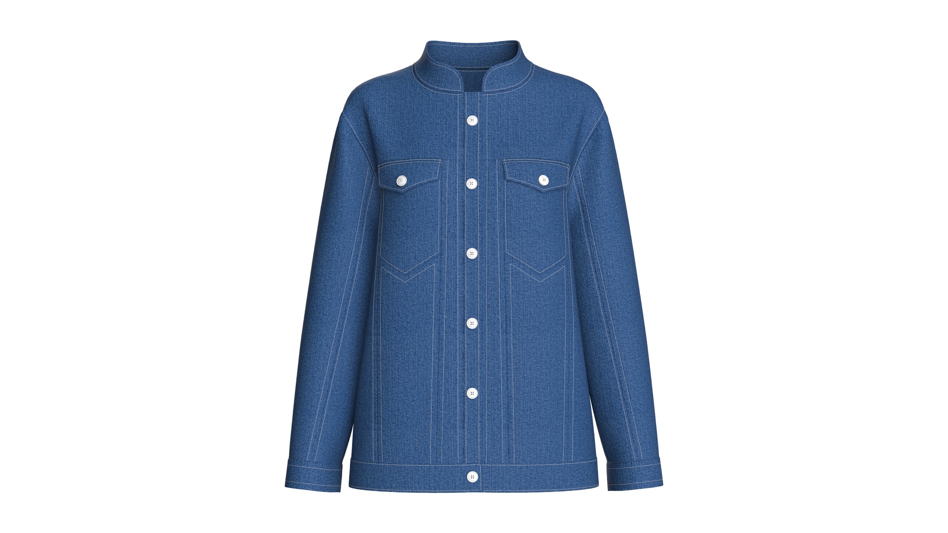 Media 1 for listing Girls Mandarin Collar Denim Shirt | High Poly