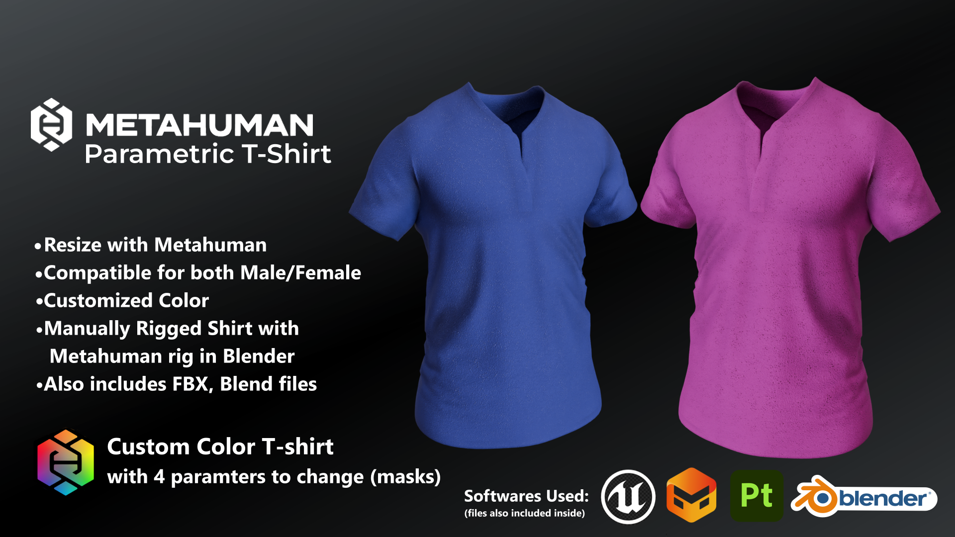T-Shirt for Metahuman (Henley T-Shirt) for Men/Women customize Color | Fab