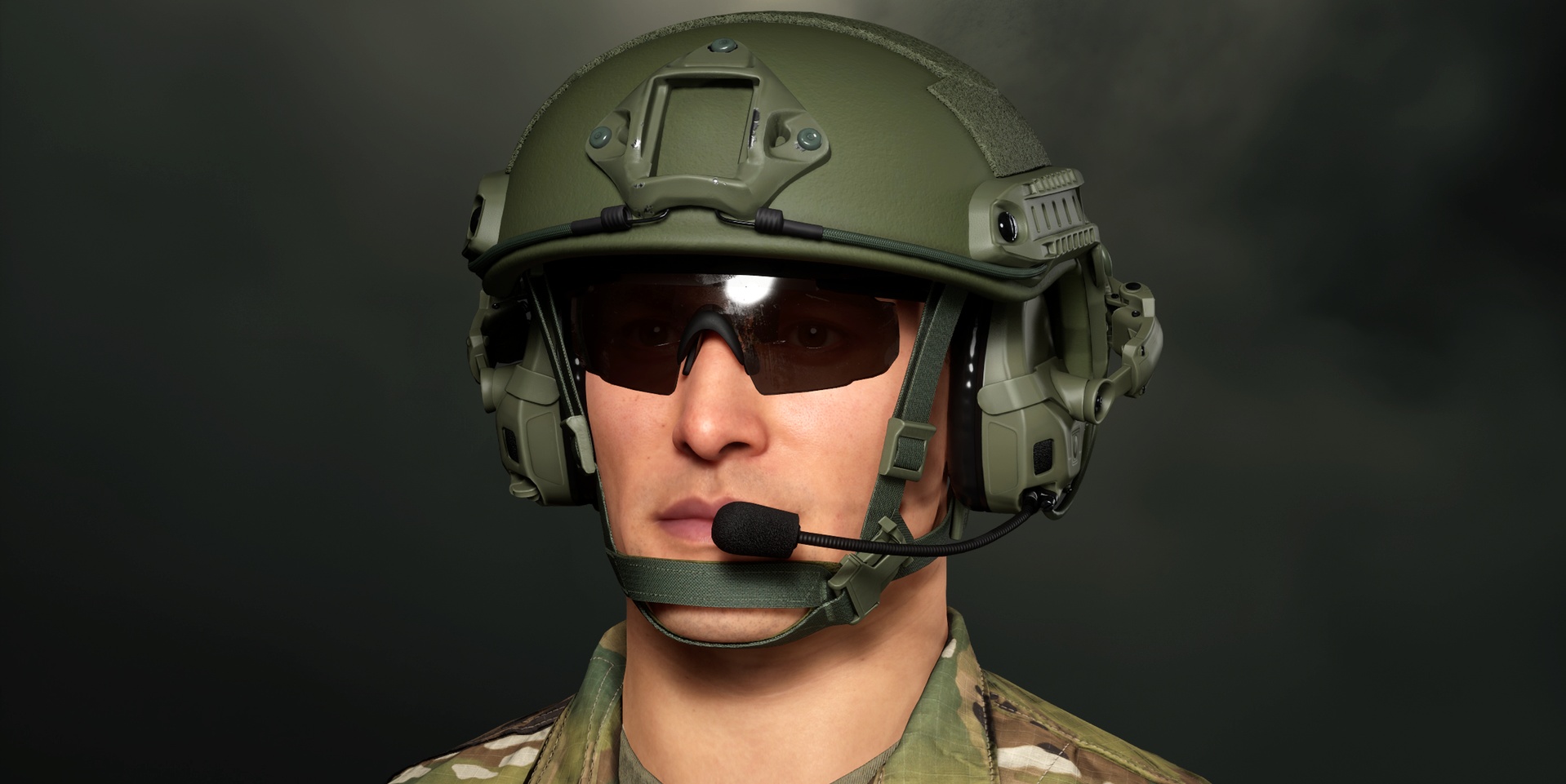 Media 1 for listing High-Cut Combat Helmet with Headset for MetaHumans | Olive, Tan, Black | 4K PBR