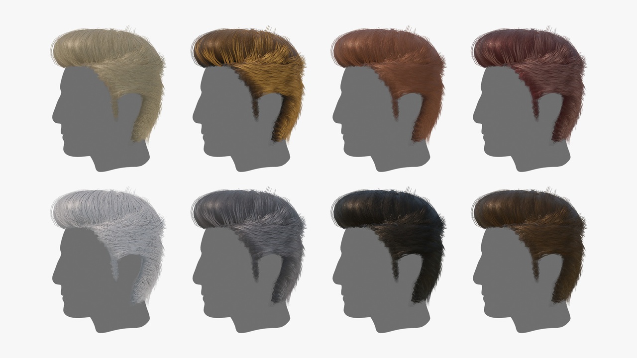 出品Pompadour Hairstyle - Game Asset | PBR |のメディア1