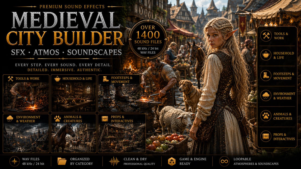 Media 1 for listing Medieval City Builder – SFX, Atmos & Soundscapes