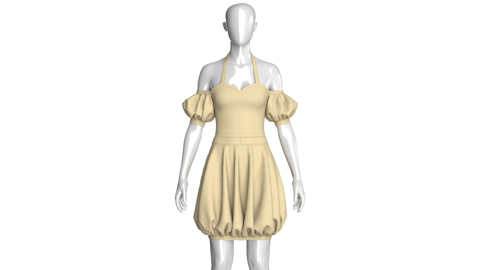 Media 1 for listing Girls Halter Neck Bubble Hem Mini Dress | High Poly