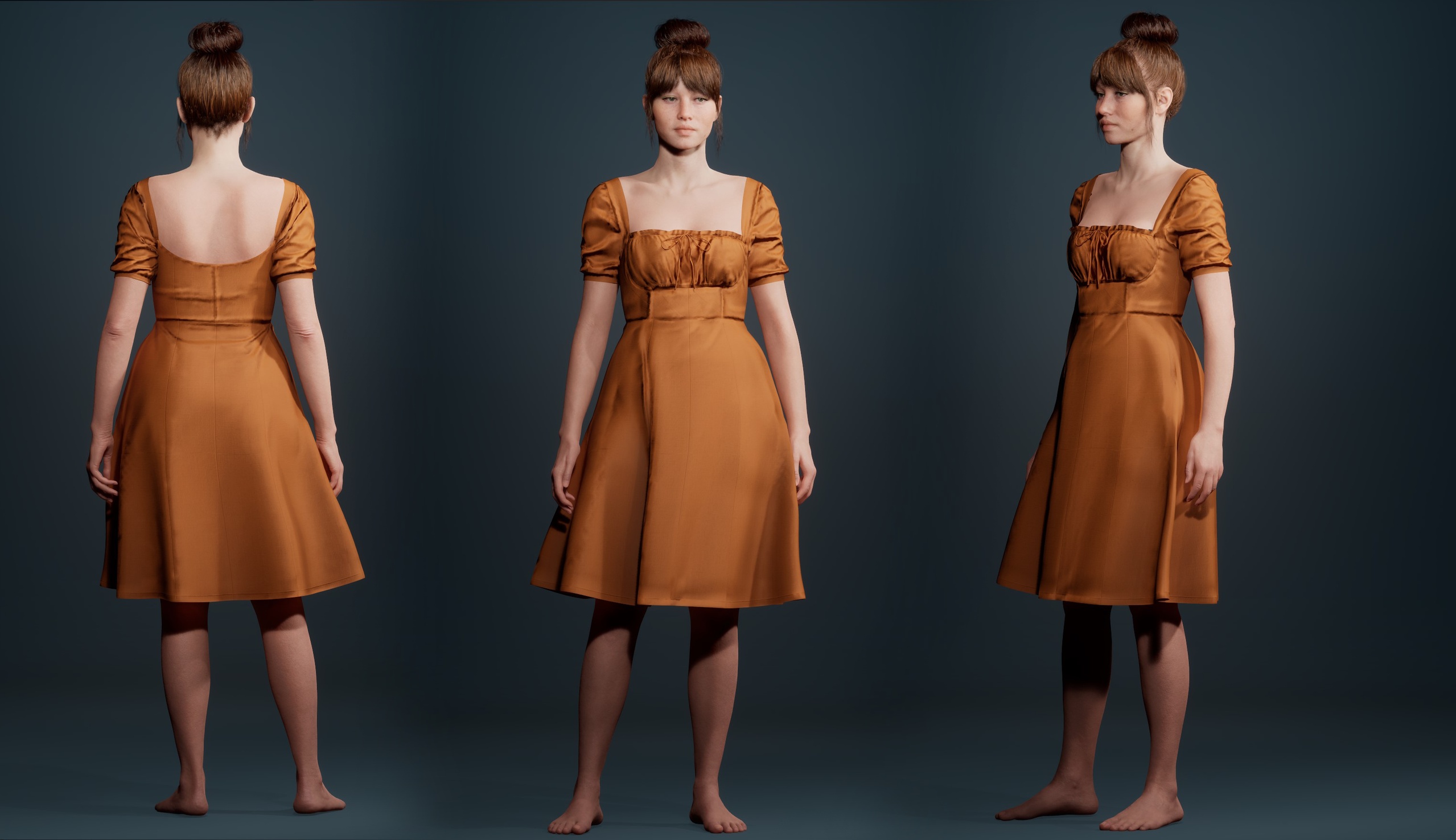 Media 1 for listing Milkmaid Dress - Parametric & Game-Ready MetaHuman Outfit (Chaos Cloth)