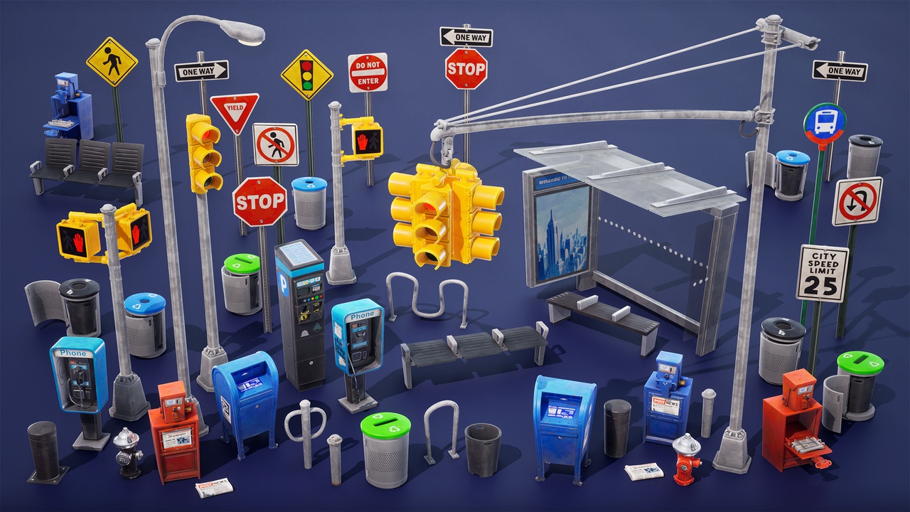 Media 1 for listing Stylized Urban Street Assets - Unreal Engine