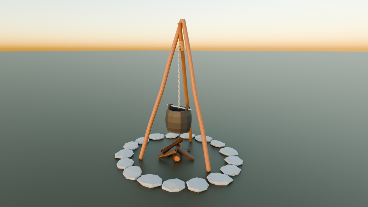 Media 1 for listing Low Poly Campfire with Pot – Stylized 3D Model