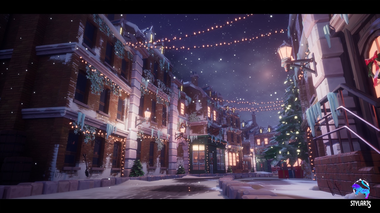 Media 1 for listing Stylized Christmas Town ( Stylized Stylised Christmas Christmas Snow Snow City )