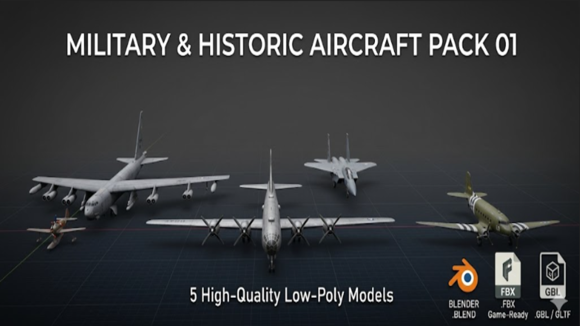 5 Aircraft 3D Models Pack - Military & Historic Airplane Bundle | Fab