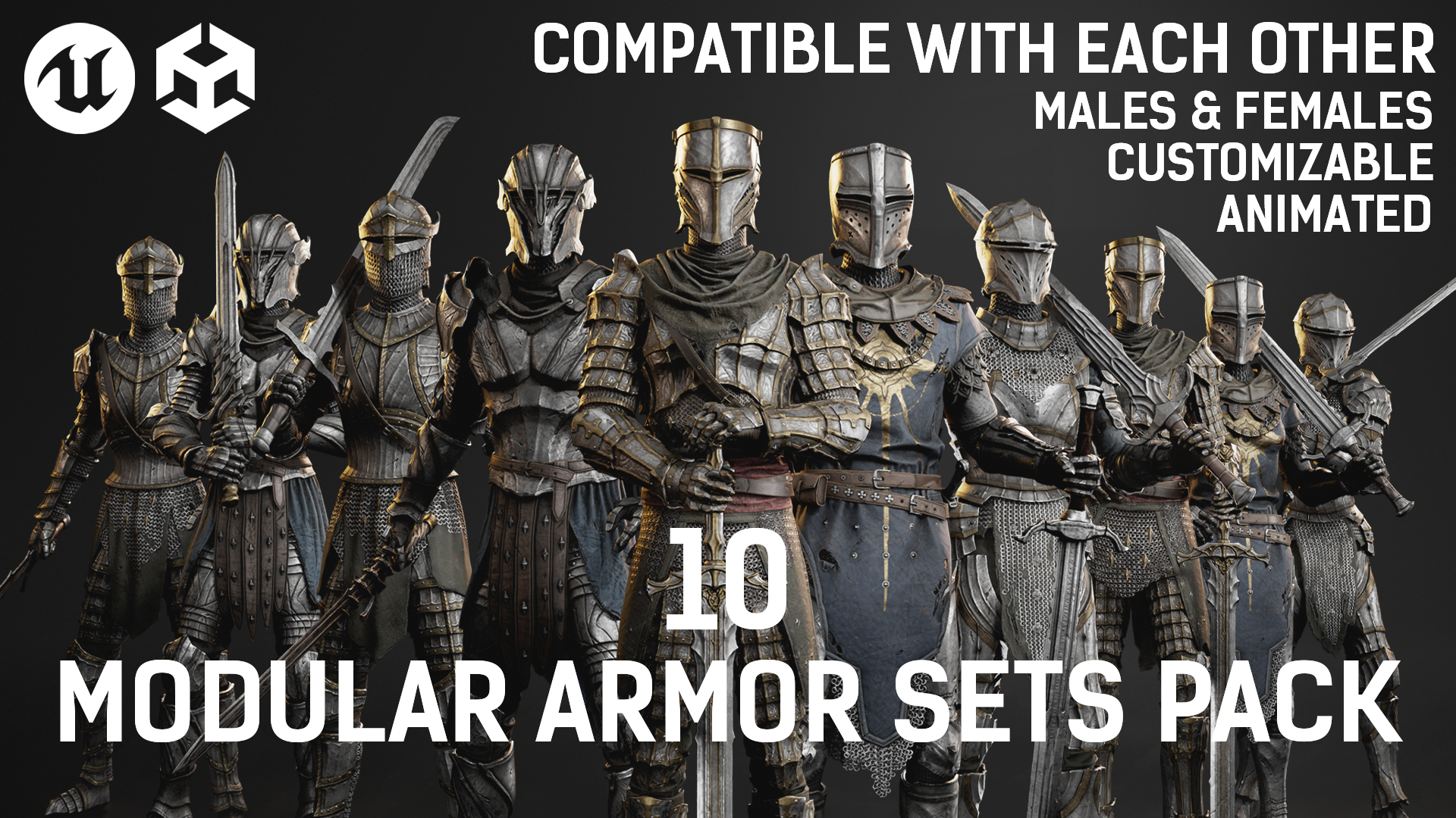 10 Modular Armor Sets Pack | Fab