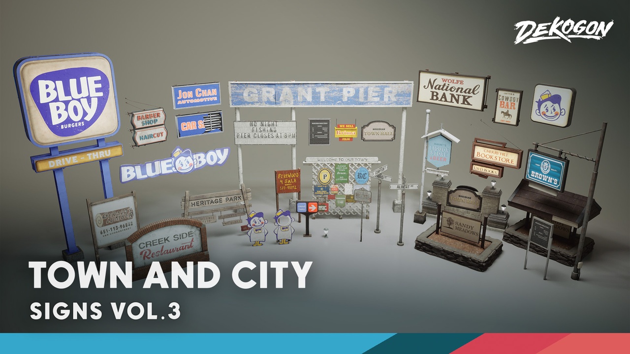 Signage VOL.3 - Small Town (Nanite and Low Poly)