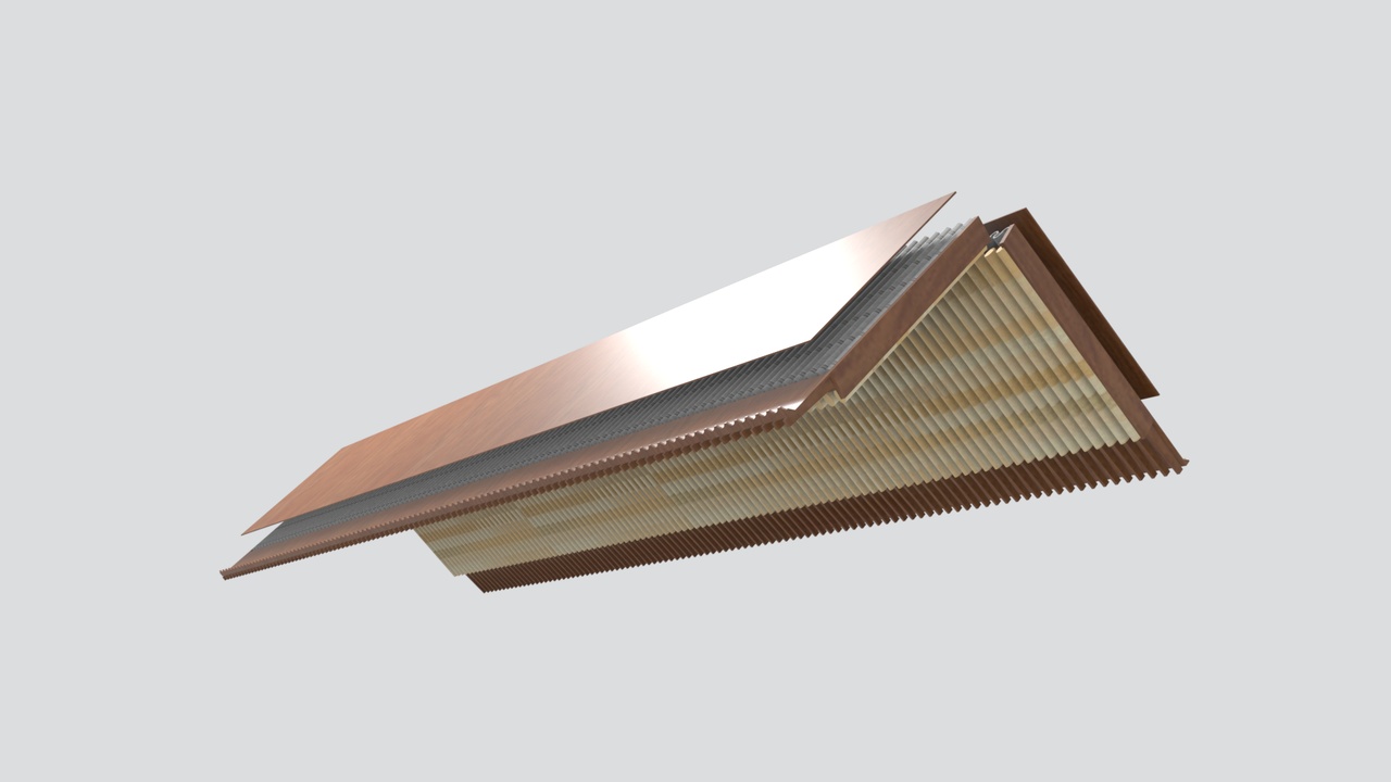 Media 1 for listing Layered Chinese Hip Roof Section with Wood Fascia and Tile Courses 3D Model
