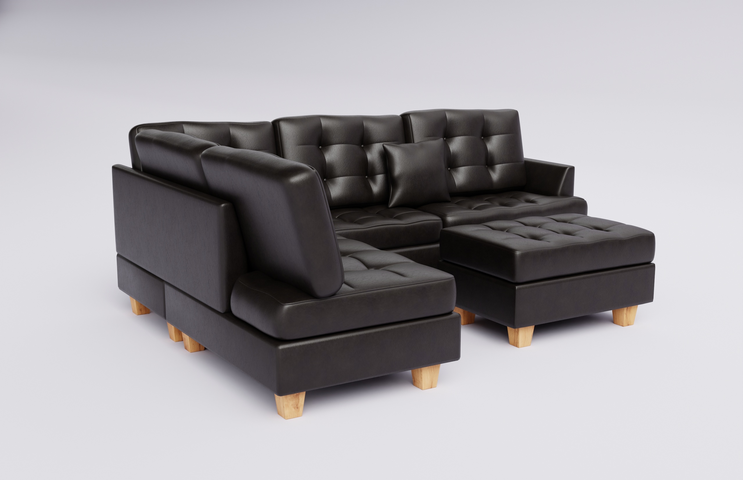 Media 1 for listing Tufted L-Shaped Leather Sofa 02