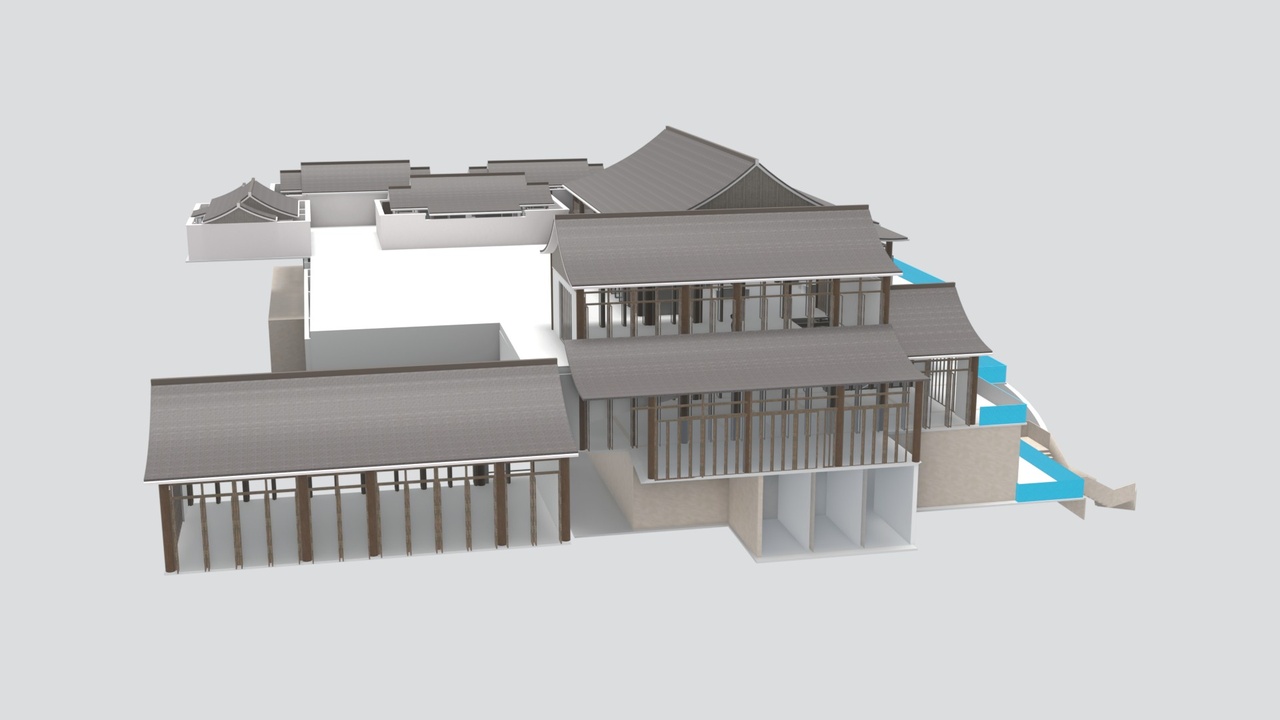 Media 1 for listing Mountain Resort Antique Style Hotel Building 3D Model