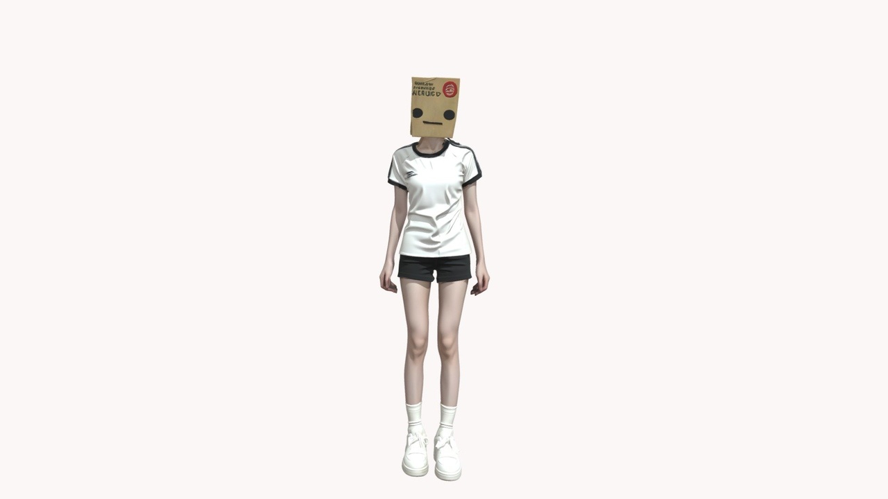 Media 1 for listing 「纸箱头少女 | 风格化3D角色模型 | 带基础绑定 适 配Blender/UE」