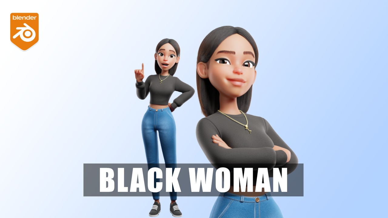Media 1 for listing Cartoon Black Woman Teen Rigged