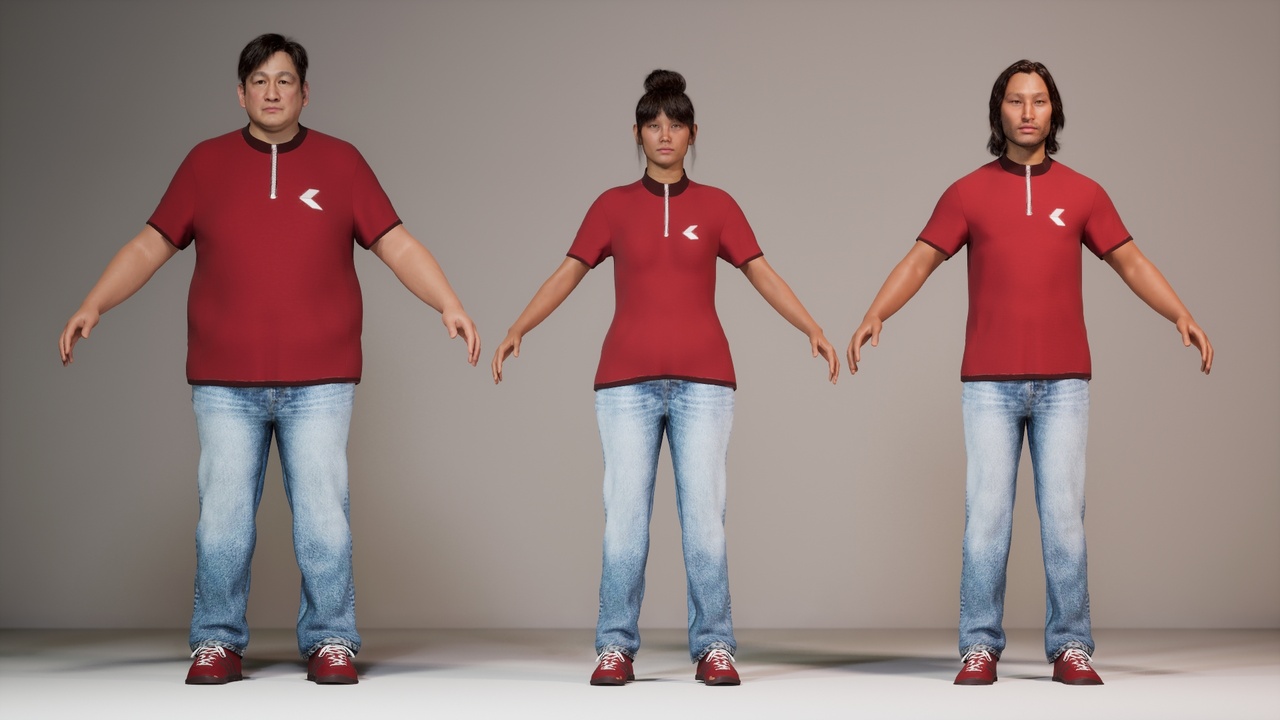 Media 1 for listing Half T-Shirt Outfit for MetaHuman (Resizable | T-Shirt, Jeans & Shoes)