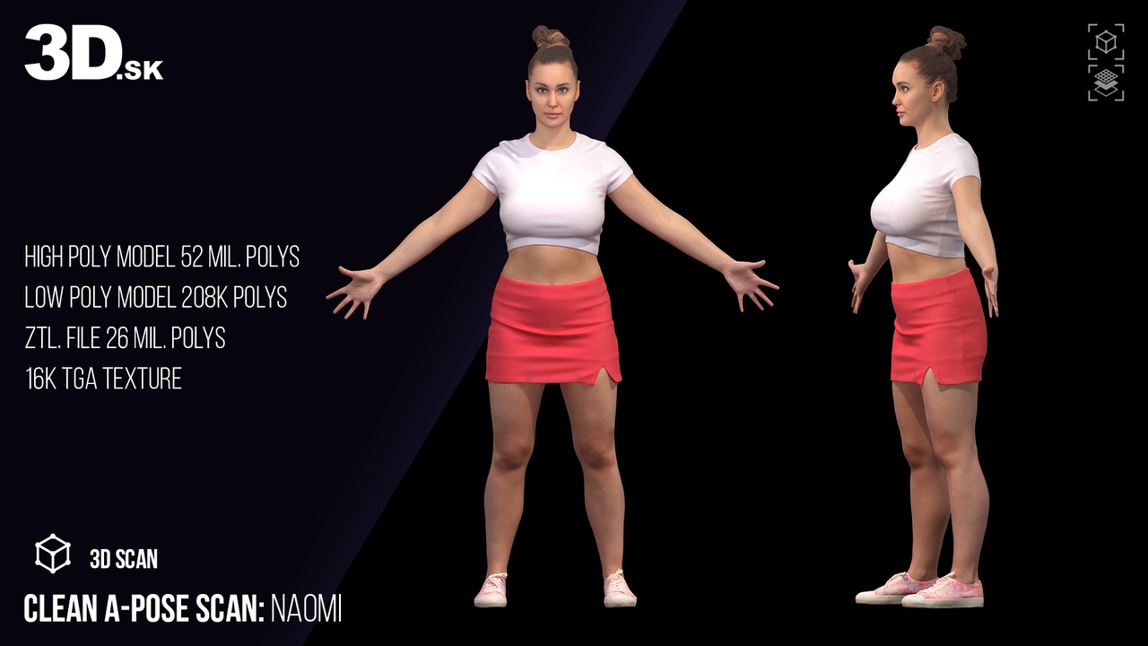 Media 1 for listing Female 3D Character Naomi - Clean A Pose Scan