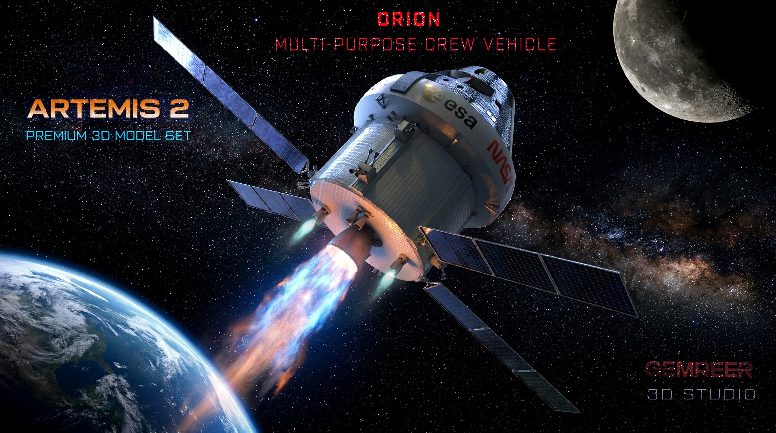 Media 1 for listing Artemis 2 Orion 3D Model - Game-Ready
