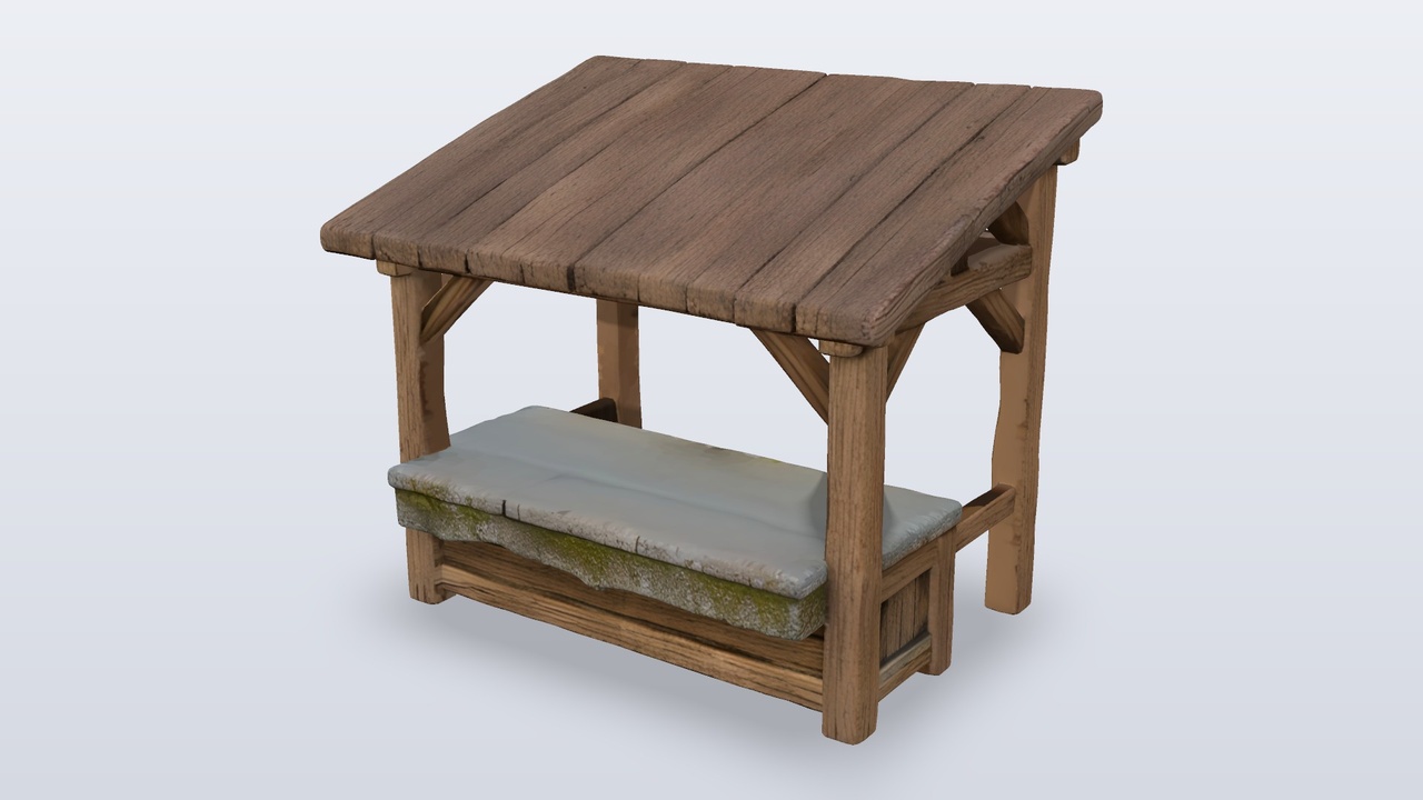 Media 1 for listing Medieval Market Stall with Stone Slab Counter