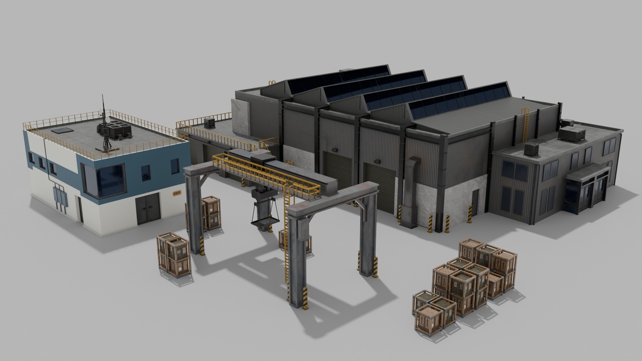 Media 1 for listing Industrial Buildings & Equipment Mega Pack – Low Poly 4K PBR