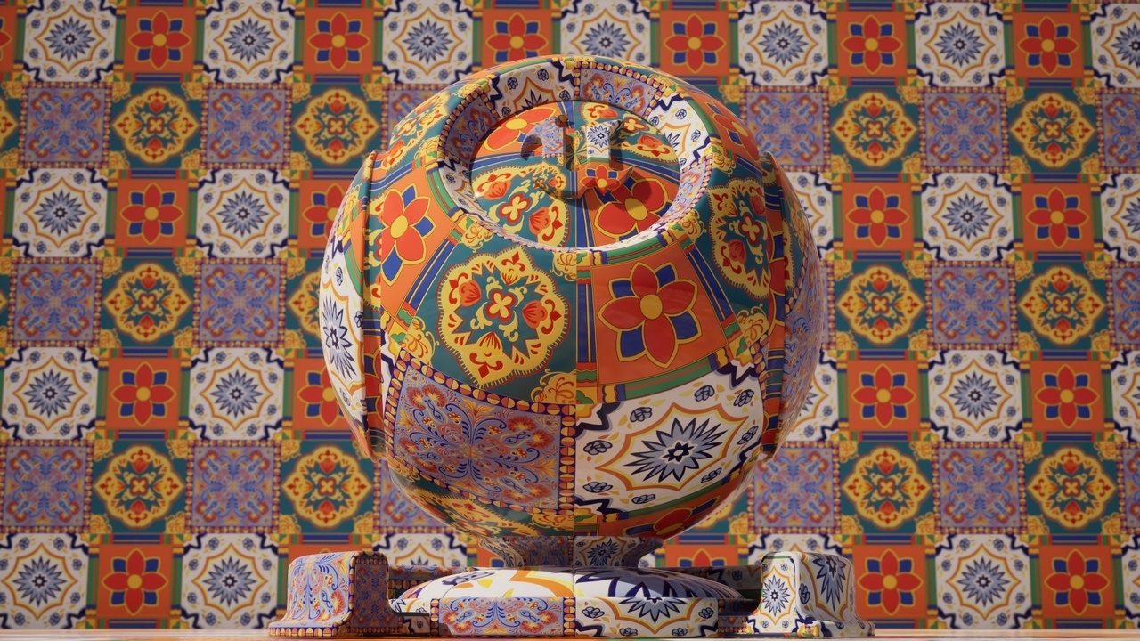 Media 1 for listing Ceramic Tile Material Pack – 4K Seamless PBR Textures with Traditional Patterns