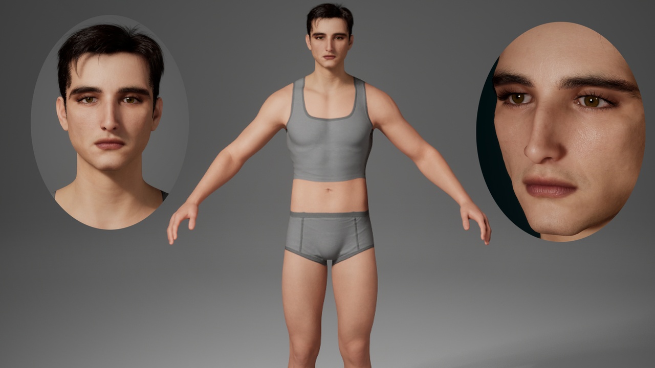 Media 1 for listing Editable MetaHuman handsome male character - Guangu.With hair, no clothing inclu