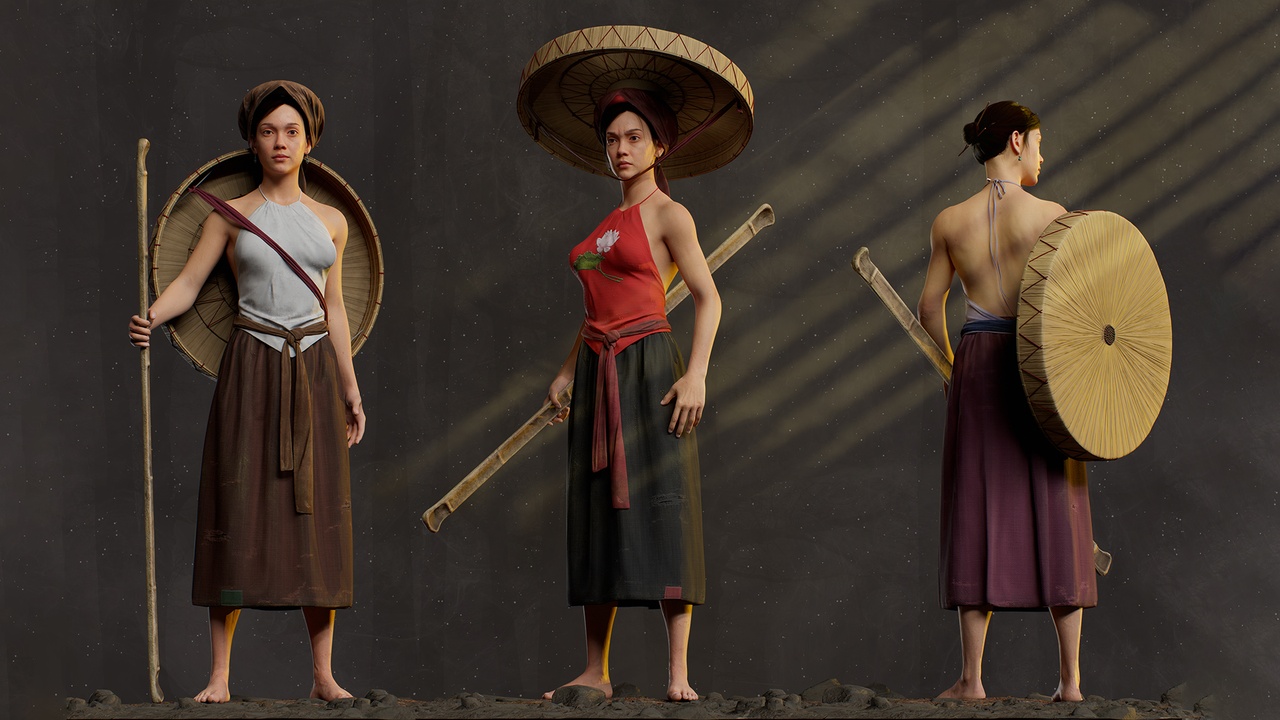 Realistic Asia Model 3D with Skirt Clothing 제품 등록을 위한 미디어 1개