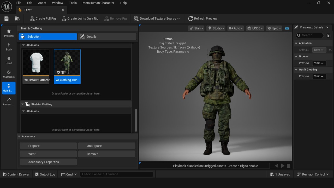Media 1 for listing Metahuman Russia Soldier Outfit