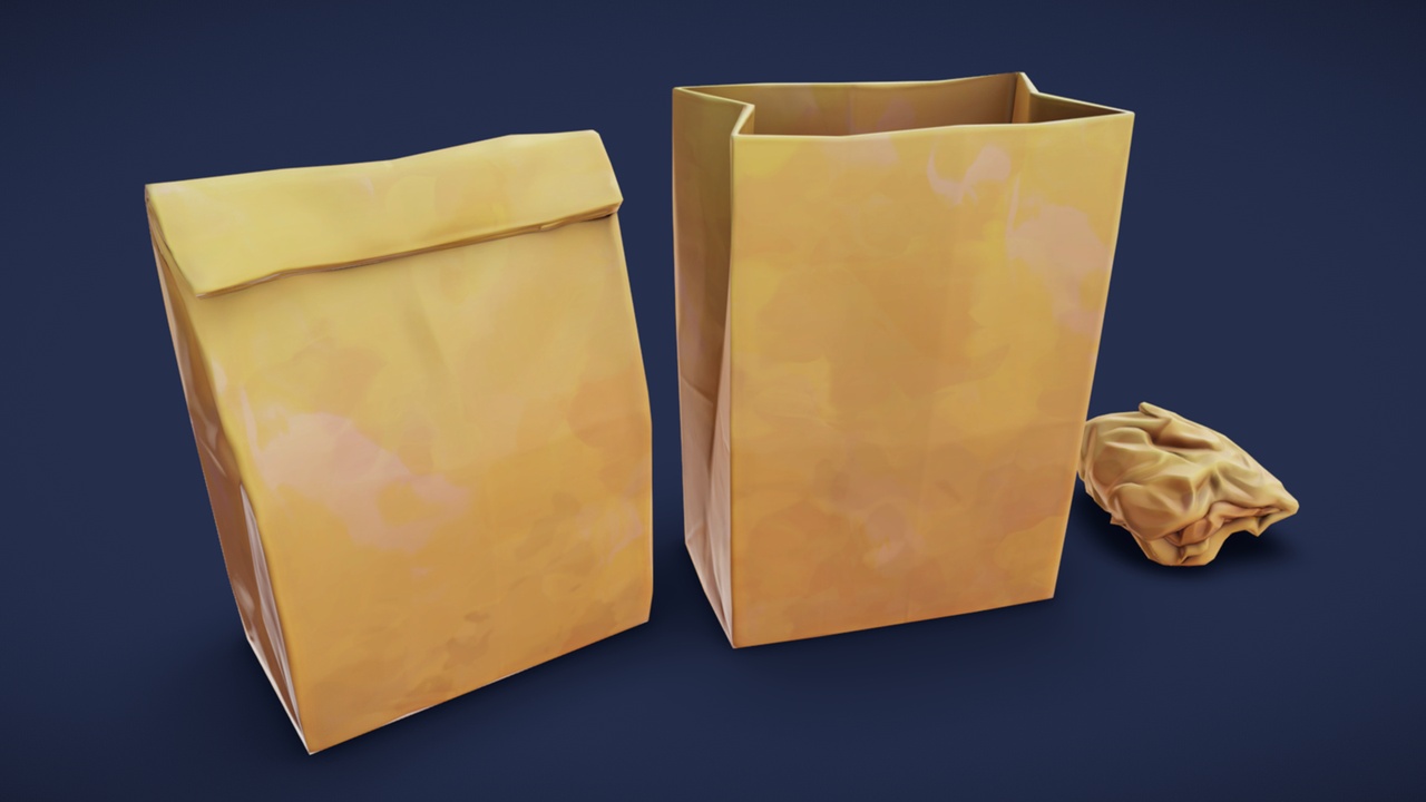 Media 1 for listing Stylized Fast Food Bag - Game Ready