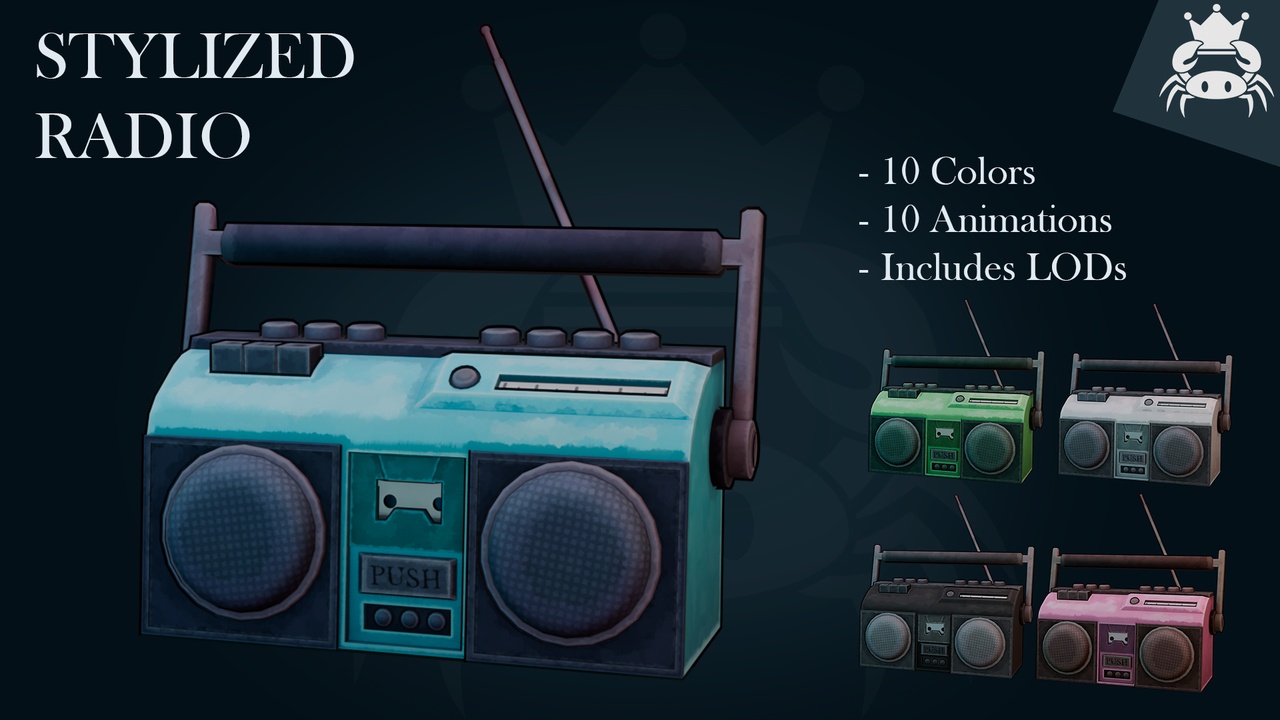 Media 1 for listing Stylized Radio Asset – Hand Painted, Game Ready, LODs & Animations