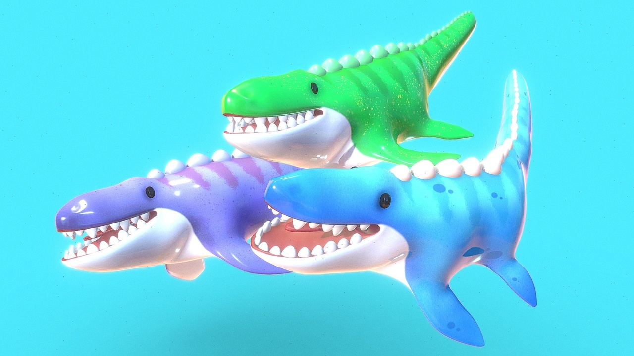 Media 1 for listing 3D Cartoon Dinosaur Mosasaurus