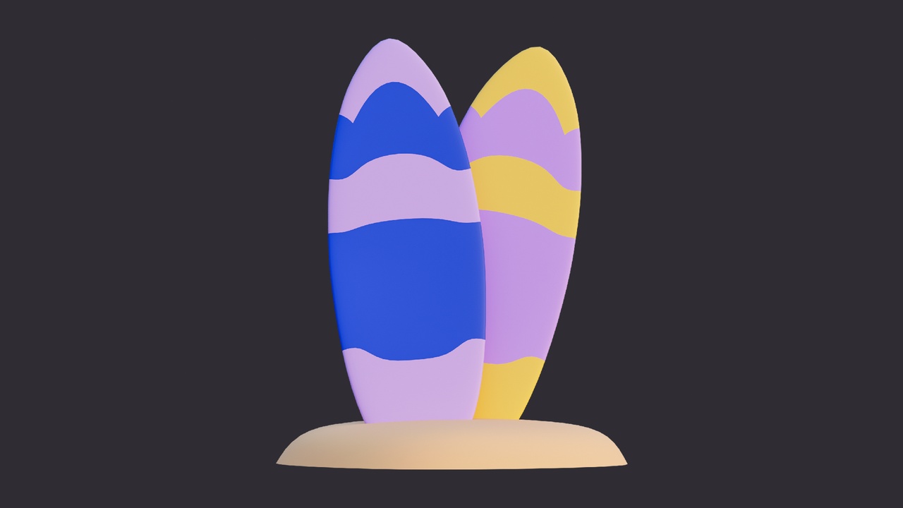 Media 1 for listing Low Poly Surfboard Beach Set