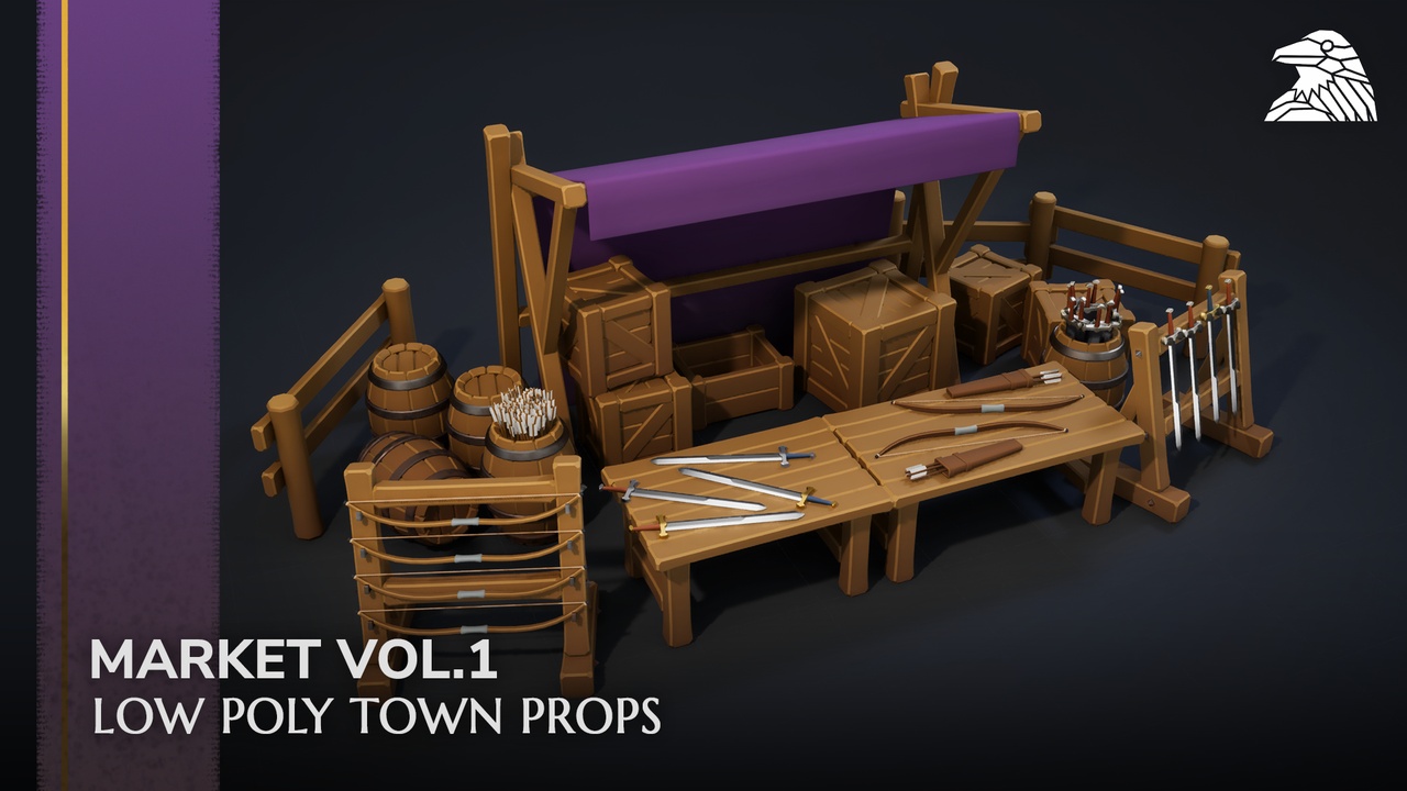 Media 1 for listing Low Poly Town Props. Market VOL 1